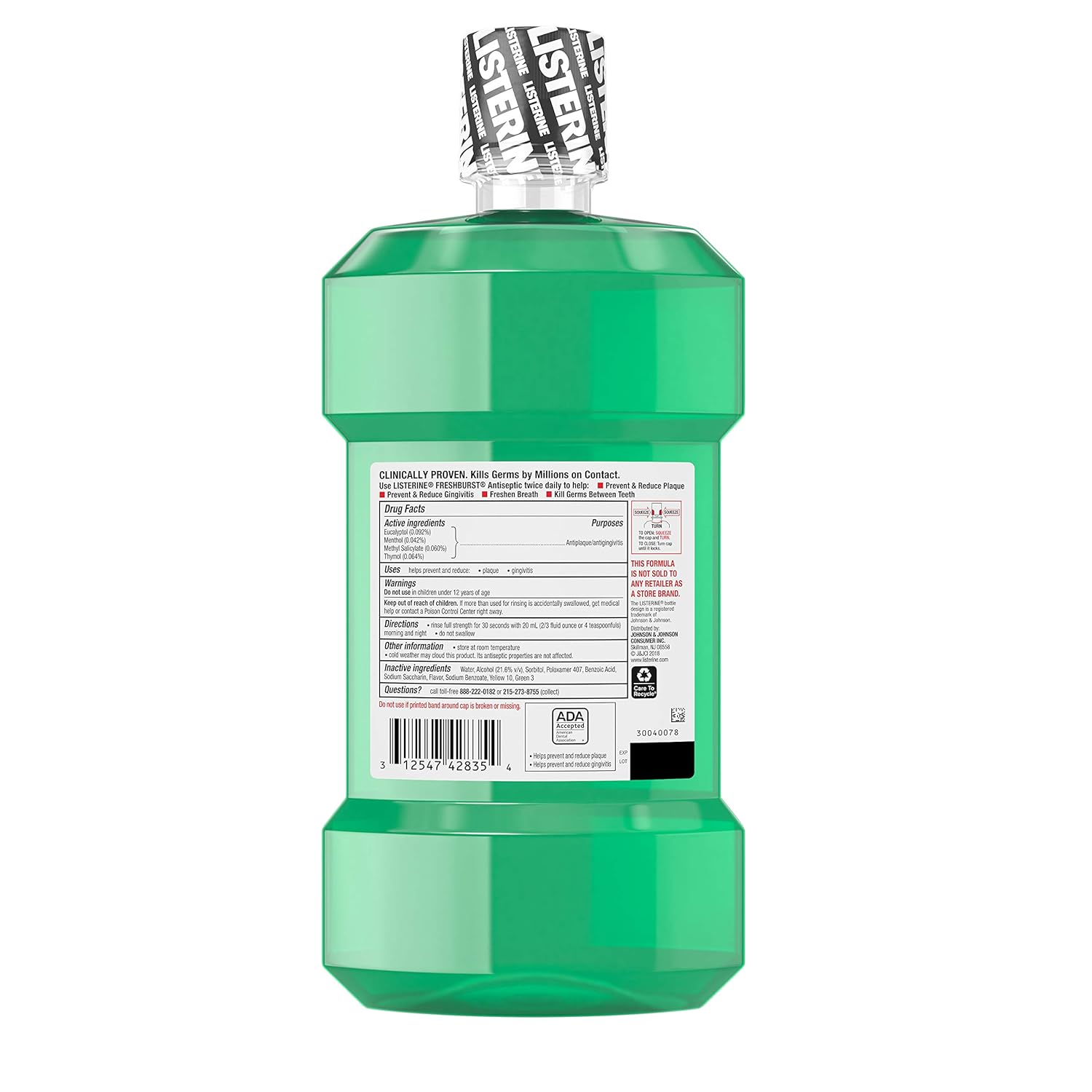 Listerine Antiseptic Mouthwash, Fresh Burst, 1 Liter: Beauty