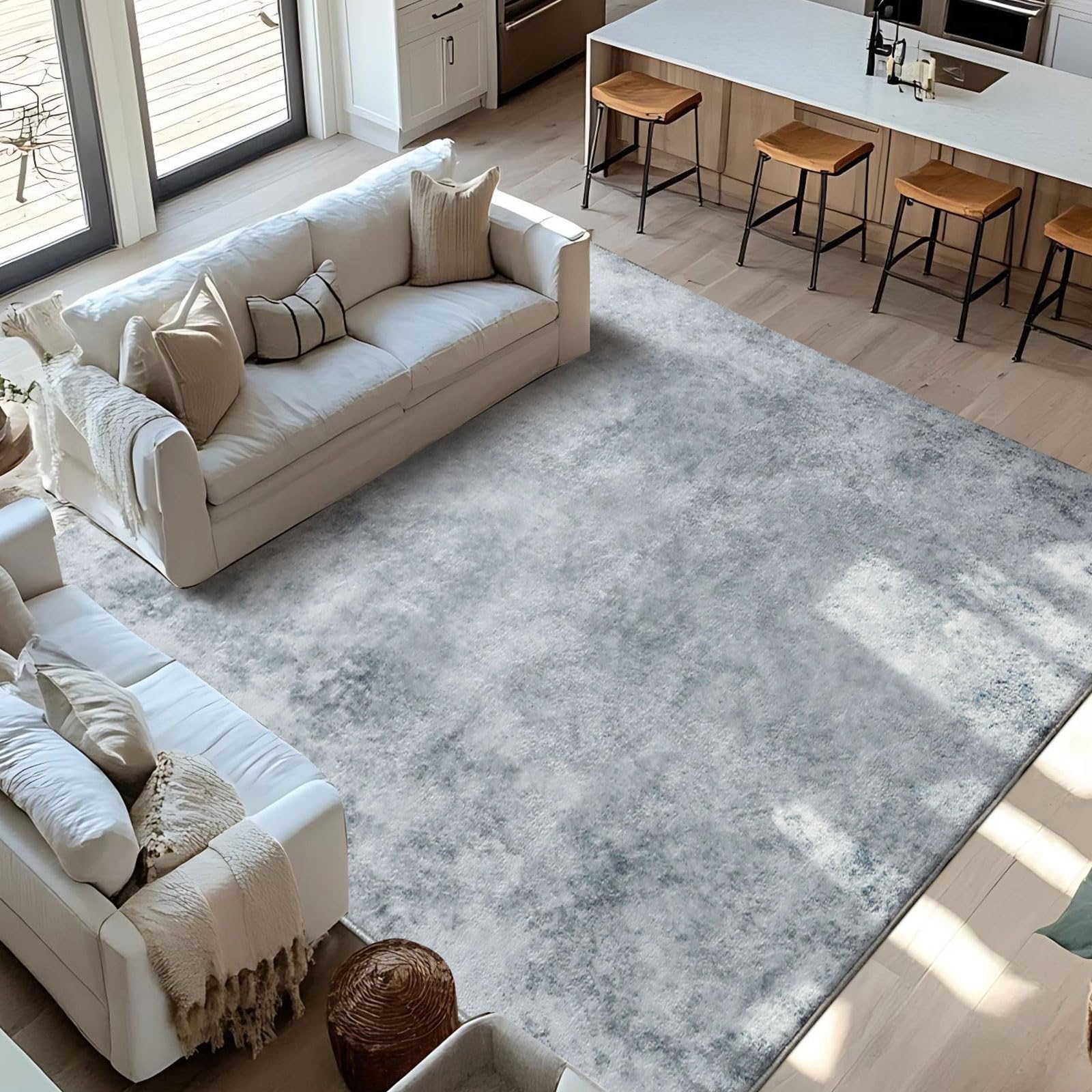 Tinyboy-hbq Rugs Living Room Large Rug 200x300cm Grey/White Machine Washable Rug Anti-Slip Short Pile Abstract Multi Colour Soft Rugs for Bedroom Room Decor