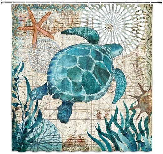 Amazon Com Btcustom1 Sea Turtle Shower Curtain Beach Bathroom