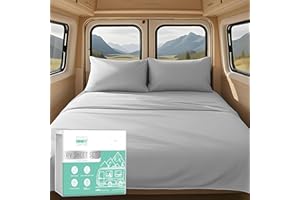 Degrees of Comfort RV Short Queen Sheet Set - 4 Piece Soft Bed Sheets, Easy Fit up to 13", Breathable and Wrinkle-Free, for Camper & Travel Trailer, Machine Washable, Oeko-TEX Certified, Light Grey