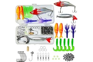 Sanweal Fishing Lure Kit with Crankbaits, Spinnerbaits, Soft Worms, Jig Heads, Bass Fishing Kit for Bass, Trout, Pike, with Tackle Box, Ideal for Beginners and Gifts, Freshwater and Saltwater Fishing