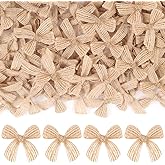 JOICEE 120 Pcs Christmas Mini Burlap Bows, Small Burlap Ribbon Bows Linen Bows DIY Craft Farmhouse Home Decoration for Home Xmas Trees Gifts Sewing Decor