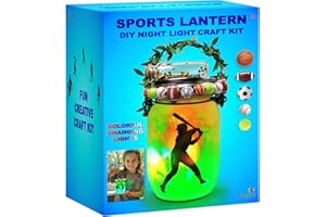 2PEPERS Make Your Own Sports Night Light Lantern Jar Arts & Crafts For Boys And Girls, Football, Soccer, Basketball, Tennis & Baseball Gifts For Kids, DIY Art Kit Age 4 5 6 7 8-12, Best Kids Birthday Present