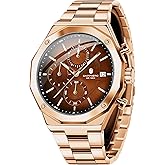 SAPPHERO Men's Wrist Watches Octagonal Stainless Steel Quartz Watch for Men 50M Waterproof Analog Movement with Date Elegant Mens Gift