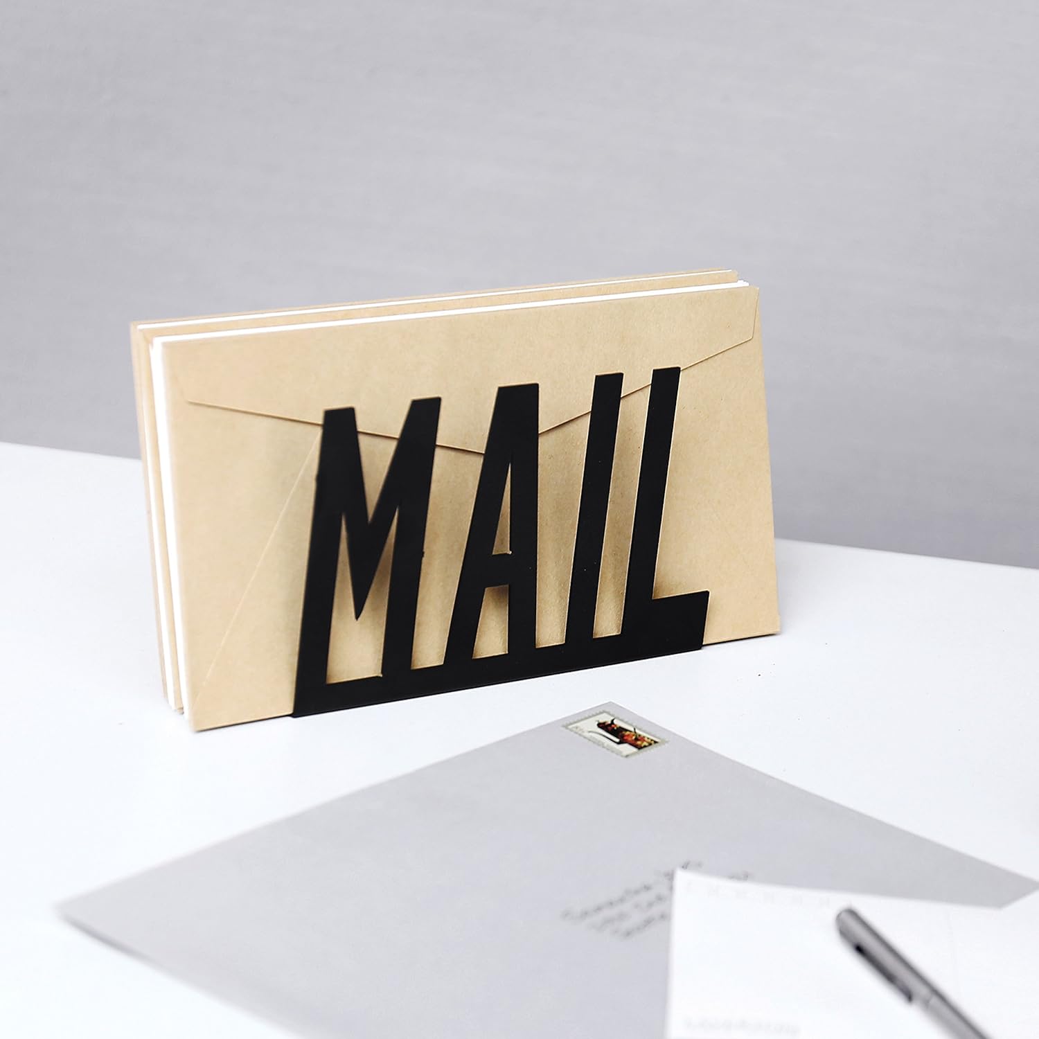MyGift Black Metal Desktop Cutout Mail Letter Holder: Furniture & Decor