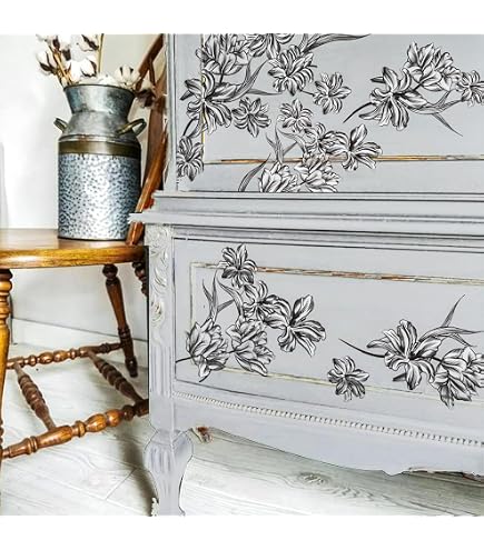 Large Watercolor Floral Rub On Transfer Decal - 29x135cm UV DTF Sticker For Furniture, Nightstand, Wood - View #8