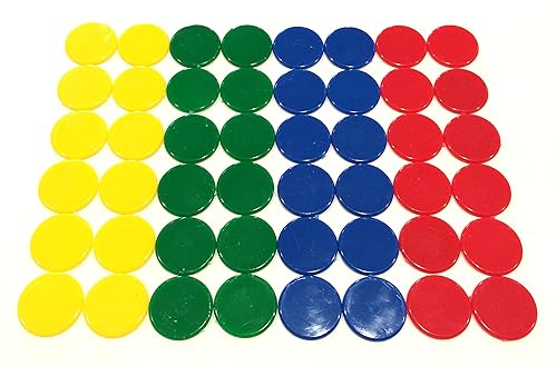 Plastic Counters (48): Blue, Red, Yellow, and Green Color Gaming Tokens ...