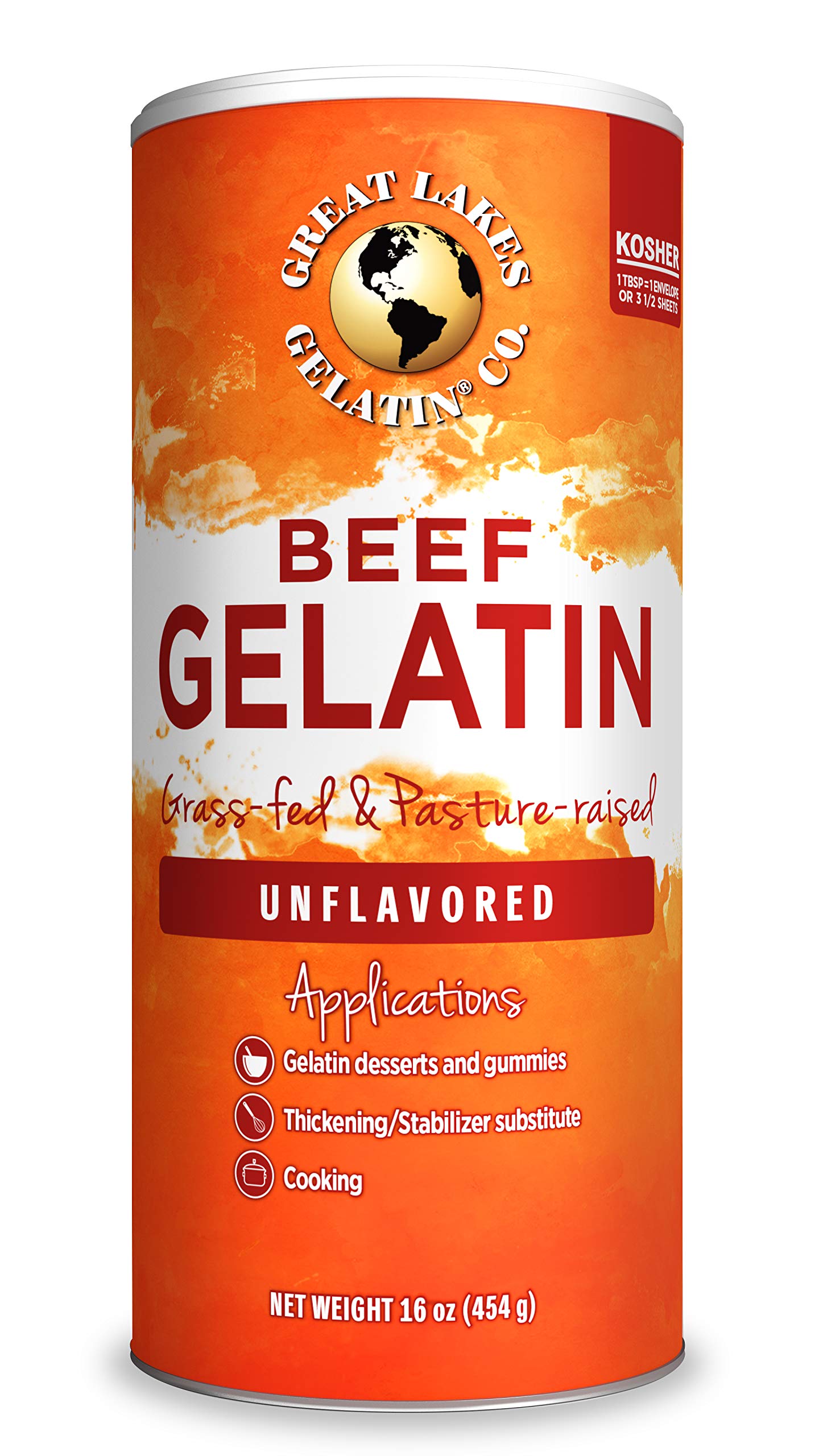 Great Lakes, Beef Gelatin, 16 Oz Can Kosher, PaleoFriendly, Keto