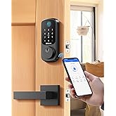 DESLOC B200 Fingerprint Smart Lock with 2 Durable Lever Handles, Keyless Entry Front Door Lock Set, Electronic Keypad Deadbol