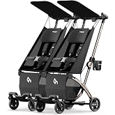R1 Auto-Fold Double Travel Stroller - Can Turn into Two Single Strollers | Ultra Lightweight Twin Stroller Side by Side Stroller for Babies and Toddlers Aged 6-36 Months, Only 23.5 lbs, Black