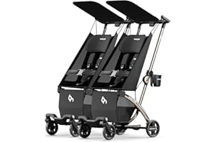 Beberoad Love R1 Auto-Folding Ultra Lightweight Double Stroller Twin Strollers, Side by Side Stroller for Babies and Toddlers Aged 6-36 Months, Only 23.5 lbs, Can Turn into Two Single Strollers, Black