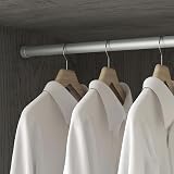 Emuca Wardrobe Round Hanging Rail Kit Ø28mm 1150mm Pack of 2 Matt Anodized view 3