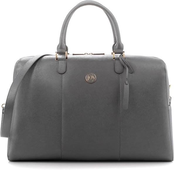joy mangano metallic leather weekender