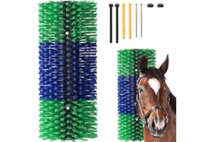 BSHOME Livestock Scratching Brush, 17.5 x 7.8 Inch Goat Brushes for Grooming, Horse Brushes for Shedding, Livestock Brush with 4 Screws Great for Horse, Elk, Cattle, Pig, Sheep（Green）