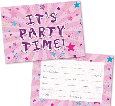 Absolutely Yours Party Invitations 36 Pack Pink Starburst Theme Envelopes
