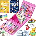 All in One Art Supplies, Art Kit Includes Easel, Origami Paper, Colored Pencils, Crayons, Drawing Book, Coloring Book, Watercolor Pens, Markers and Oil Pastels, Gifts for Girls Boys Teens, Pink