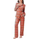 Ekouaer Womens Pajama Sets Button Down Pjs Sets Soft Long Sleeve Sleepwear Button Up Loungewear with Pockets, S-XXL