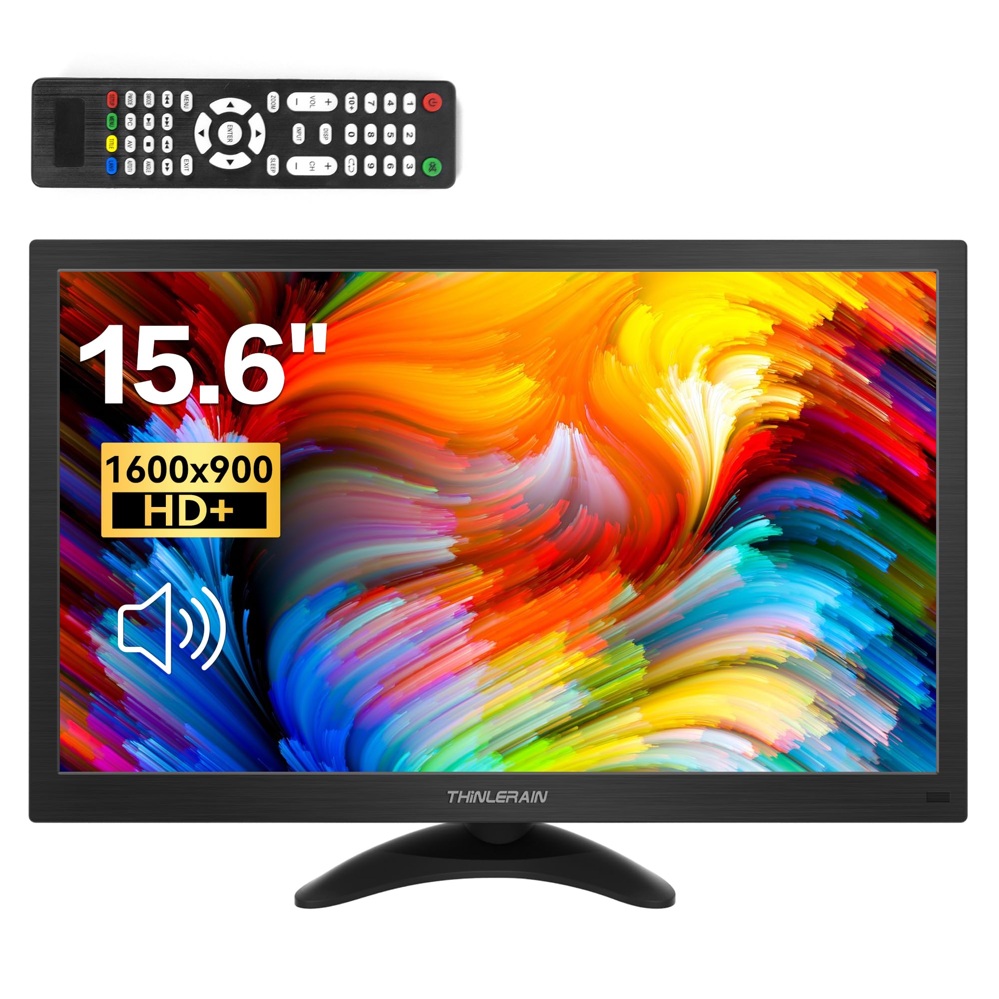 Photo 1 of Thinlerain 15.6 Inch Computer Monitor 1600x900 Small PC Monitor with HDMI VGA AV BNC USB Ports, 60Hz, 5Ms, VESA, Remote Control, Mini Display Built-in Speakers for Office Home