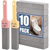 Navona 10 Pack Pumice Stone Scouring Sticks with 2 Universal Handles, Grey Pumice Stone Cleaner for Cleaning Toilets, Bathrooms, Kitchens, Spas and Pools
