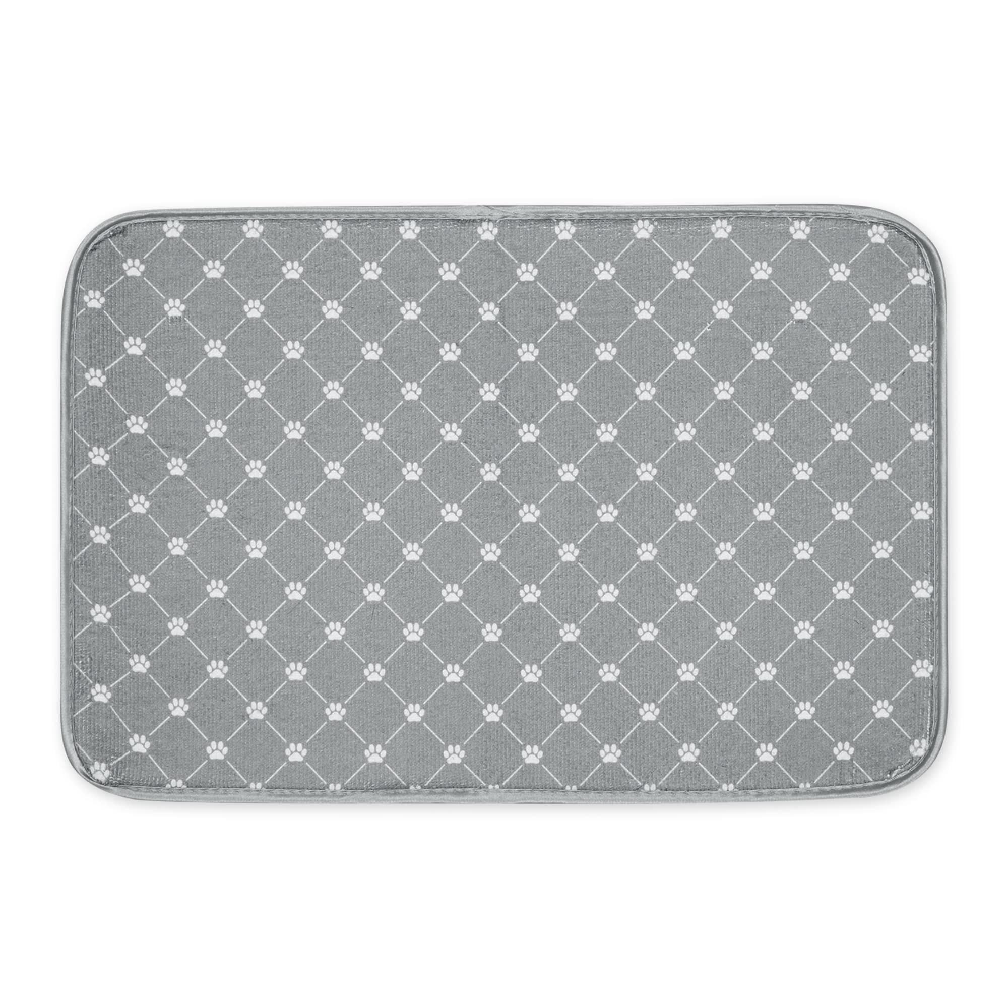 Bone Dry Machine Washable, Ultra Absorbent Pet Mat, 12x18, Gray Trellis Print