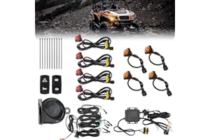 KEMIMOTO UTV Turn Signal Kit with 110D Horn Pre-wired Plug and Play UTV ATV Blinker with Rocker Switch Hazard Light Universal