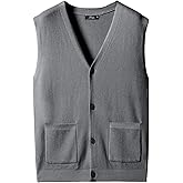 Dierouya Men's Sweater Vest V-Neck Sleeveless Cardigan Loose Button up Knitted Fall Winter Heavy Knitwear with Pockets S~5XL