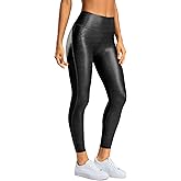 SANTINY Women's Faux Leather Leggings 25''/27''/29''-High Waisted Stretch Leather Pants Pleather Tights for Women