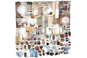 ESWENY 260PCS Vintage Journaling Scrapbooking Supplies Scrapbook Sticker Paper Ephemera Pack for Bullet Junk Journal Planners Collage Craft Notebooks Album (Coffee and Bread)