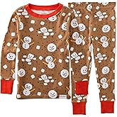 Butterblu Zen Snug-fit 2-Piece Pajamas 100% Organic Cotton Long Sleeve for Boys, Cocoa Day, 7 Years