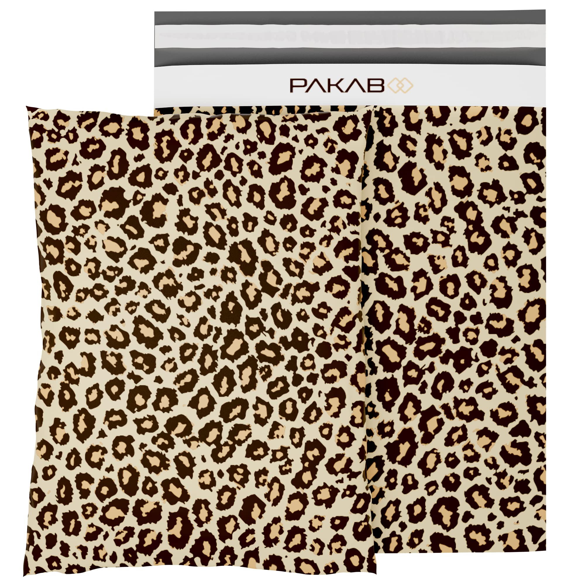 PAKABOO Poly Mailer Shipping Bags 10x13 Inch, 100 Pack, Non-Padded Envelopes with Tamper Proof Self-Seal, Leopard Brown Print Packaging