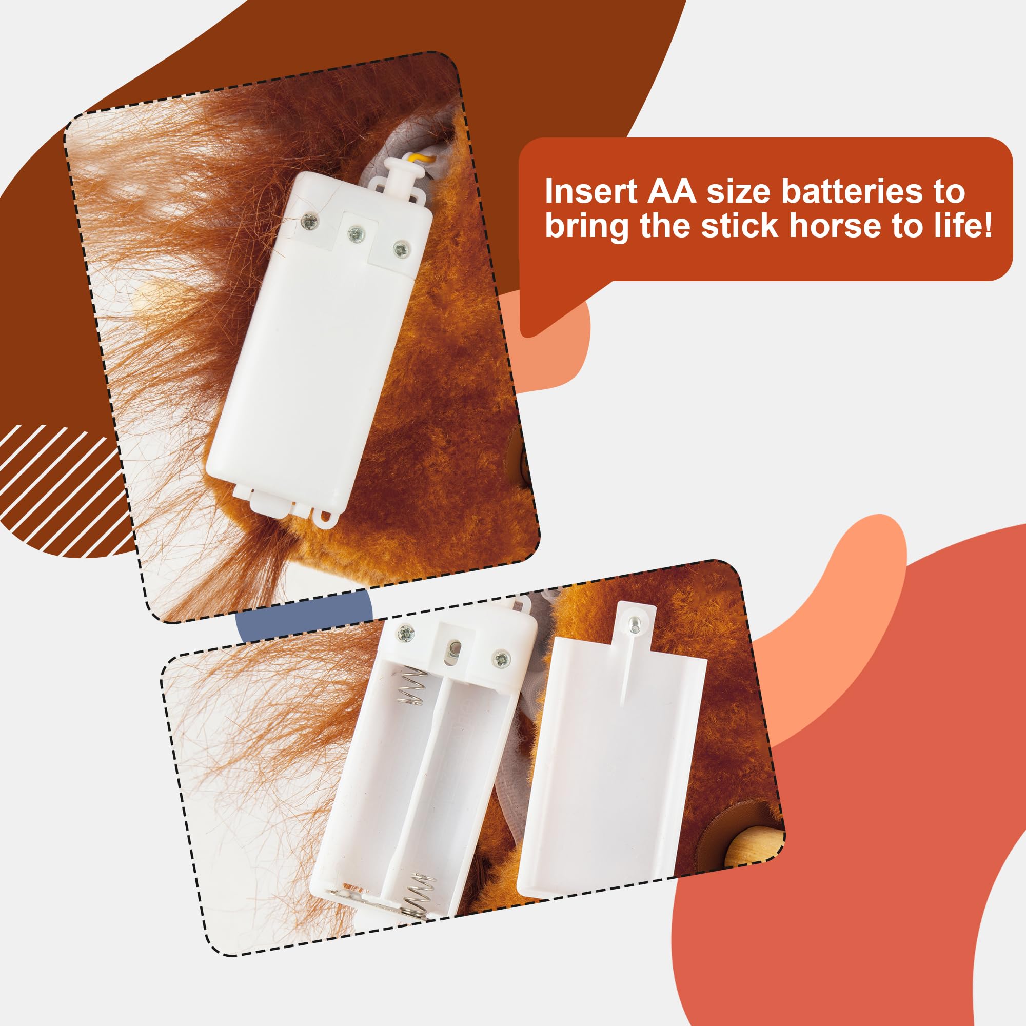 Morytale Stick Hobby Horse Riding Toy, Plush Stick Horse for Toddlers Ages 3+, Horses Ride on Toy Fun Pretend Play with Wooden Wheels and Real Pony Clip-Clop Sounds 39 Inches-Light Brown