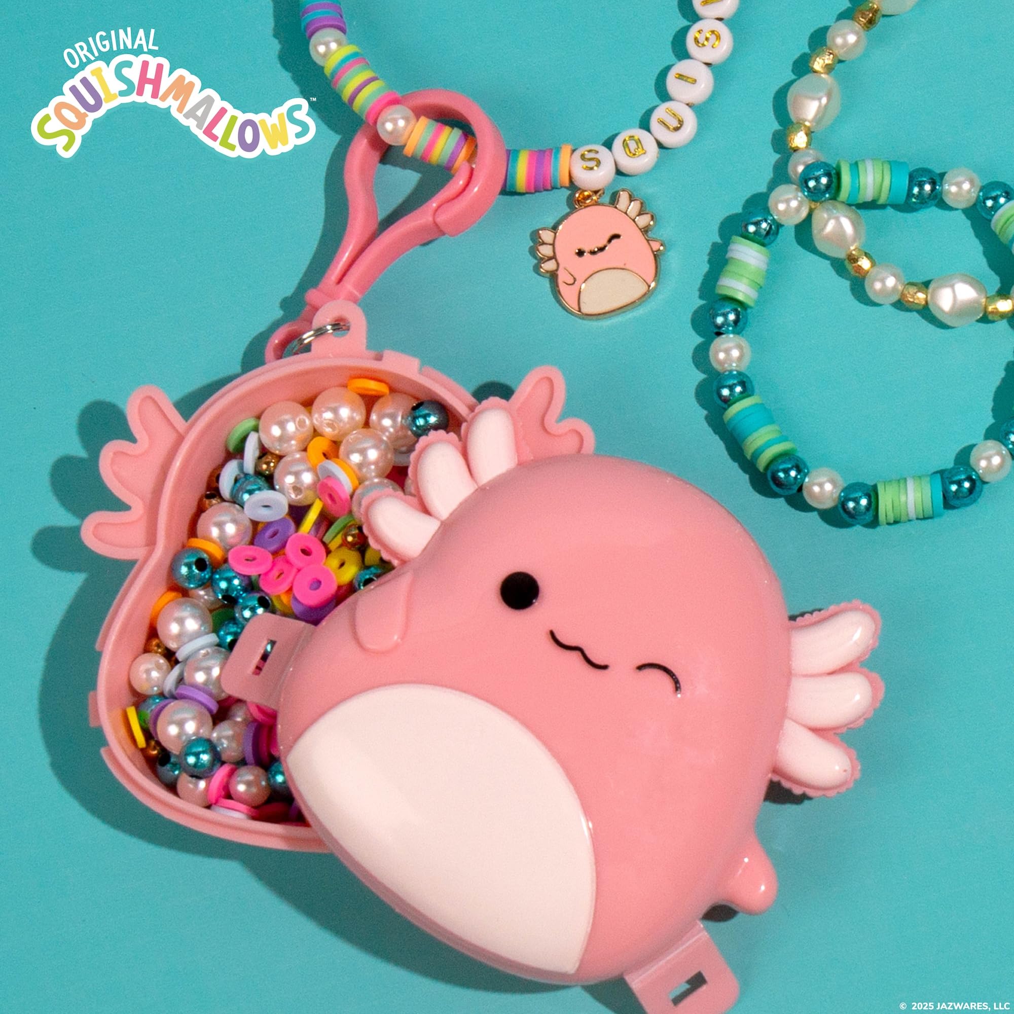 Original Squishmallows Archie The Axolotl Bracelet Kit, Friendship Bracelet Kit, Charm Bracelet Making Kit, Gifts for Girls, Squishmallows for Boys, Craft Kits