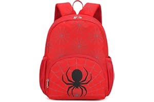 Octsky Toddler Backpack for Little Boys Kids Mini Backpack for Travel School,Spider Red