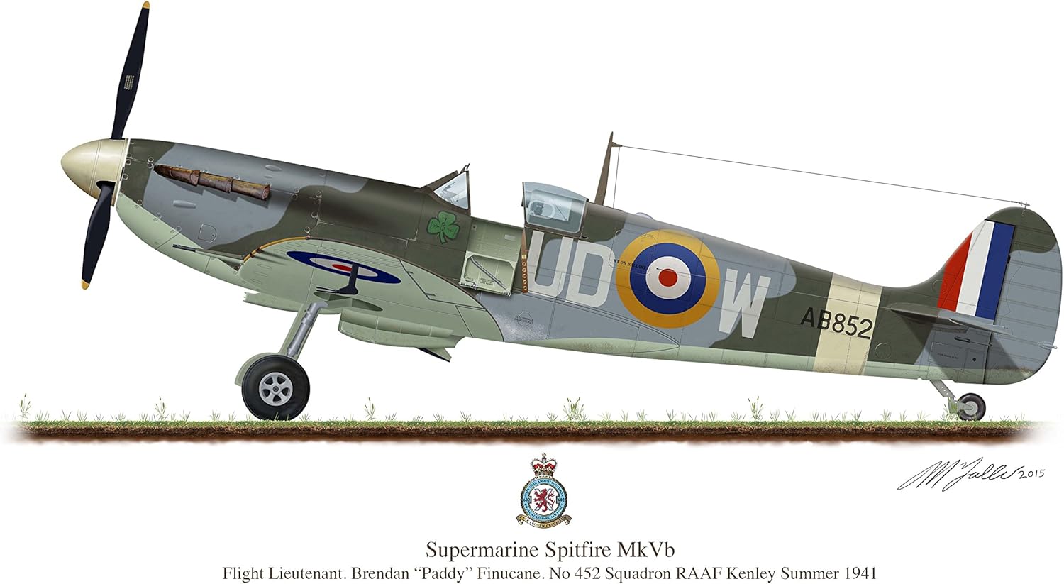 Supermarine Spitfire Aircraft Plane 1941 Profile Artwork, A5 Glossy