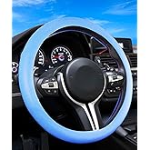 Esewalas Silicone Steering Wheel Cover, Soft Odorless Silicone Leather Texture Steering Cover, Universal 13-15 Inch Car Steering Wheel Protector (Blue)