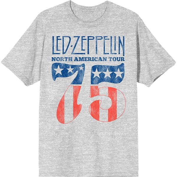 Amazon.com: Led Zeppelin Chest Print Crew Neck Short Sleeve