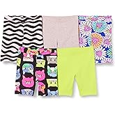 Amazon Essentials Girls and Toddlers' Cotton Jersey Midi Bike Shorts, Pack of 5