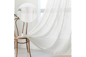 MYSKY HOME Natural Living Room Curtains 2 Panel Sets, Soft Cotton Blend Semi Sheers Light Filtering Back Tab Privacy Drapes for Patio Pergola Gazebo Nice Vertical Elegant Style, 50 x 95 Inches