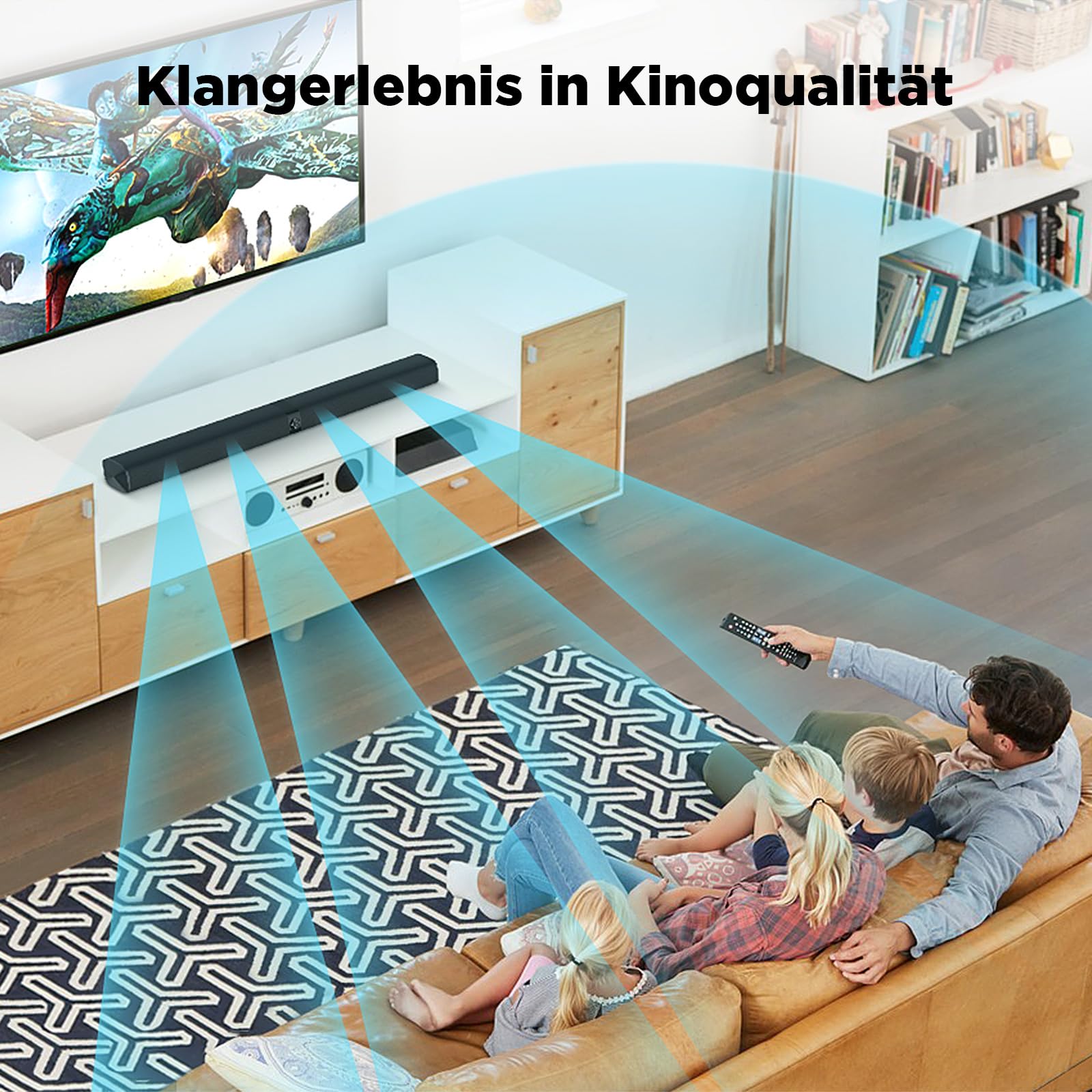GarageRock Soundbar für TV Geräte, Teilbare 2-in-1 Set of TV Soundbar, Auto-Volume-Boost, 3 Sound Modi, Surround Soundsystem, Bluetooth 5.3, ARC/Opt/Aux, TV Lautsprecher für Fernseher, Monitor, 1pcs 4