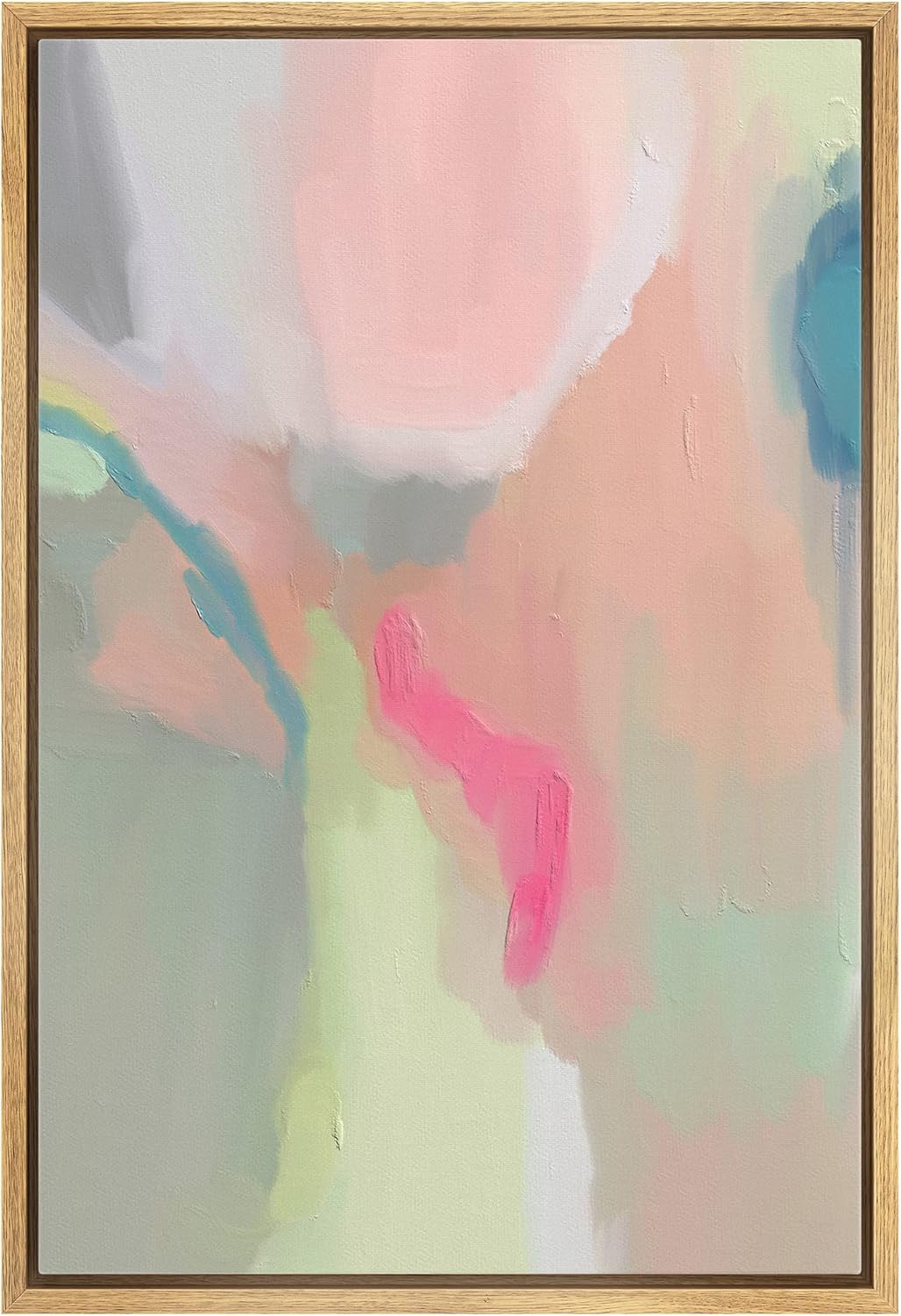 Wall Décor - MUDECOR Framed Canvas Print Wall Art Orange Green Pastel Watercolor Collage Abstract Shape Illustrations Modern Art Decorative Bohemian Chic for Living Room, Bedroom, Office - 24