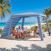 Beach Cabana, 6.6'&times;6.6' Portable Beach Canopy with Side Wall, Easy Up UPF 50+ Beach Tent Sun Shelter with Sand Pockets, Waterproof Beach Umbrella Tent for Family, Backyards, Camping, Stripe