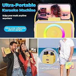 Karaoke Machine,Portable Bluetooth Speaker with 2