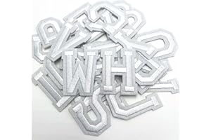 Jongdari Iron on Letters, 52 Pcs Alphabet Patches with Ironed Adhesive, Decorate Repair Patches for Shirts Jackets Hats Jeans Shoes Bags(White)