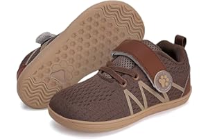 WateLves Wide Toddler Barefoot Shoes Little Kids Boys Girls Walking Tennis Sneakers with Breathable Mesh Zero Drop Sole Adjustable Strap