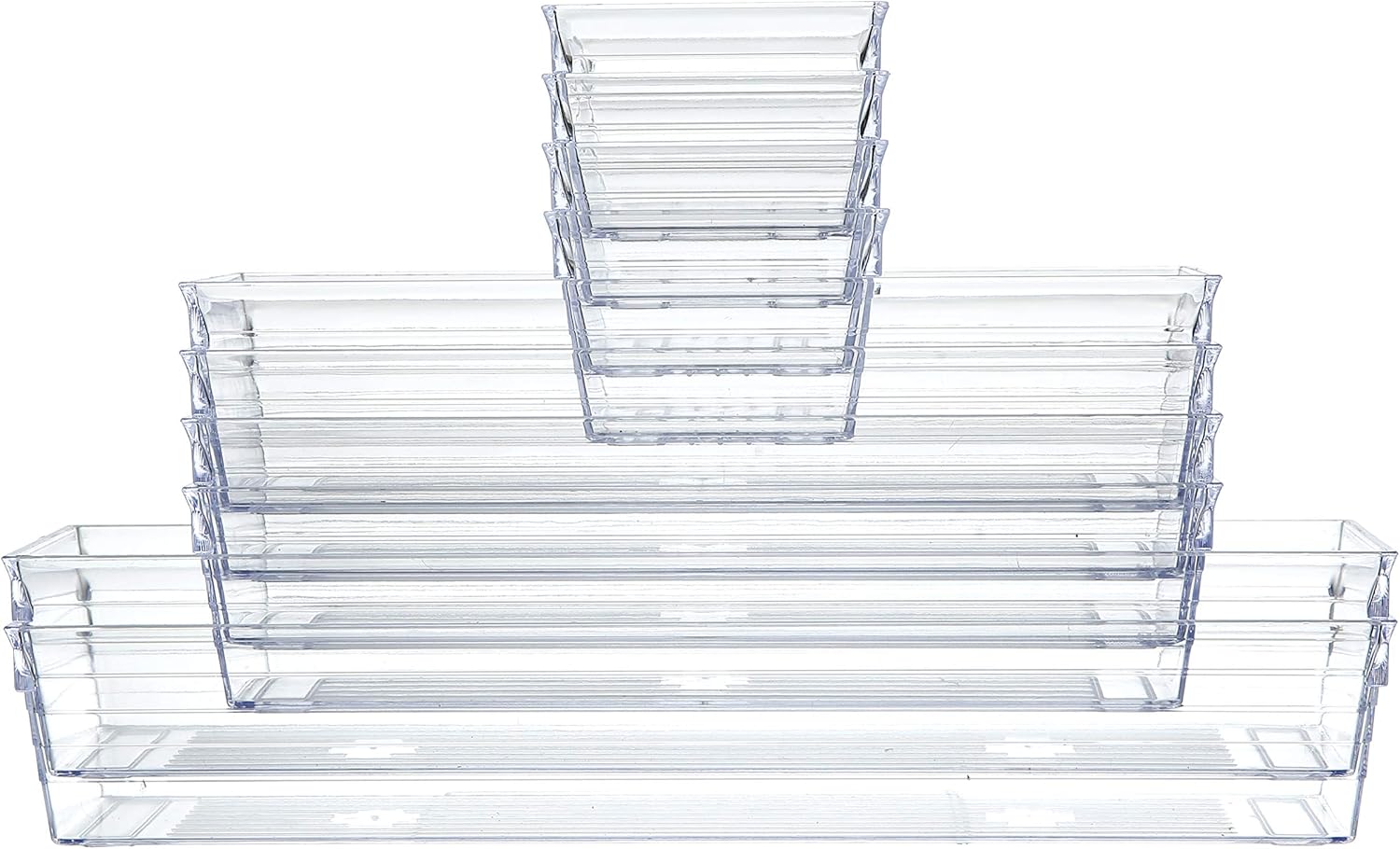 Clear Plastic Drawer Organizer Tray for Vanity Cabinet (Set of 10),Storage Tray for Makeup, Kitchen Utensils, Jewelries, and Gadgets: Home Improvement