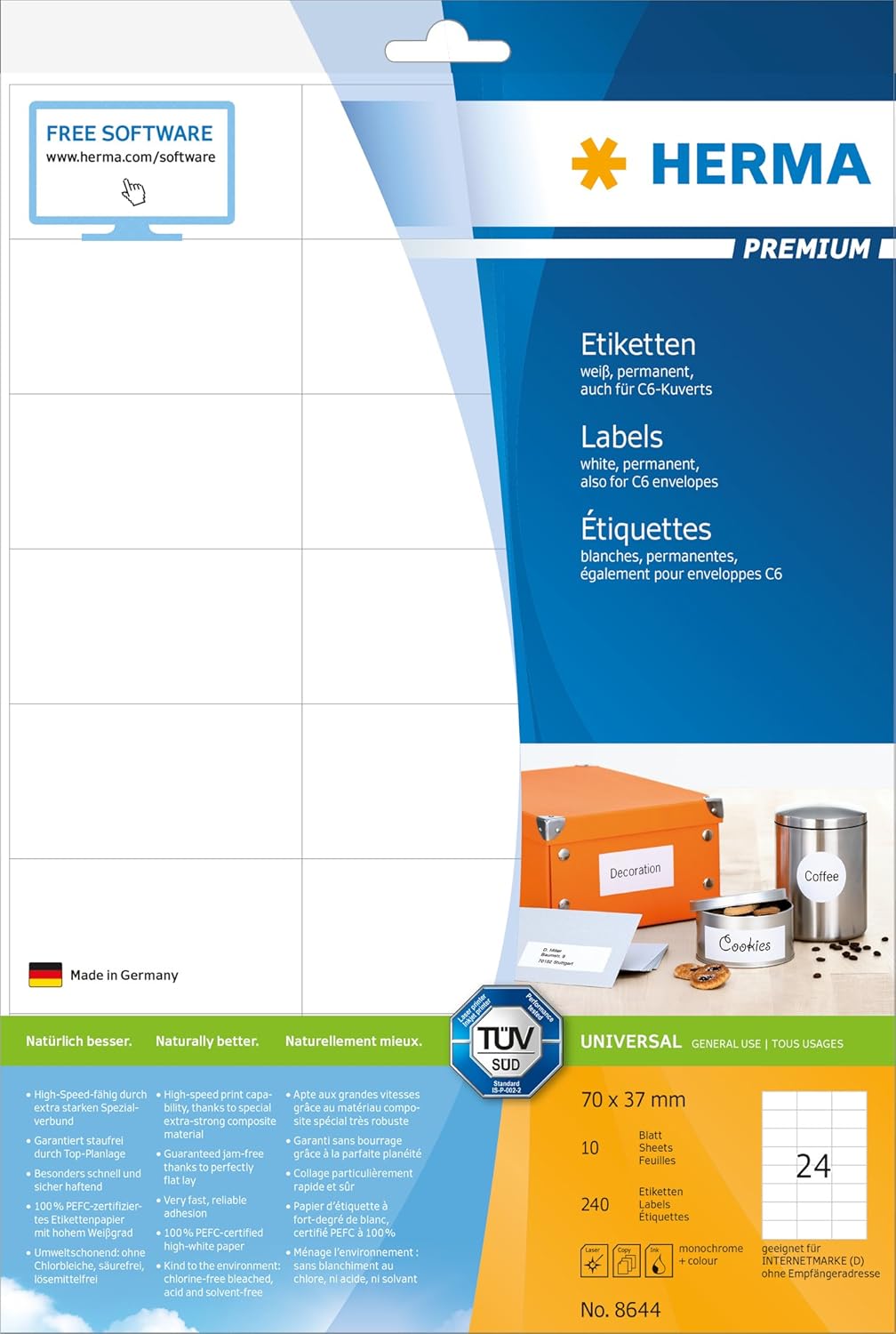 Herma A x mm Pack de etiquetas A x mm color blanco