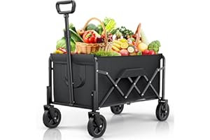 Collapsible Wagon With 200lbs Load Capacity, Foldable Cart for Dogs, Utility, Shopping, Groceries, Sports, Camping, Garden, F