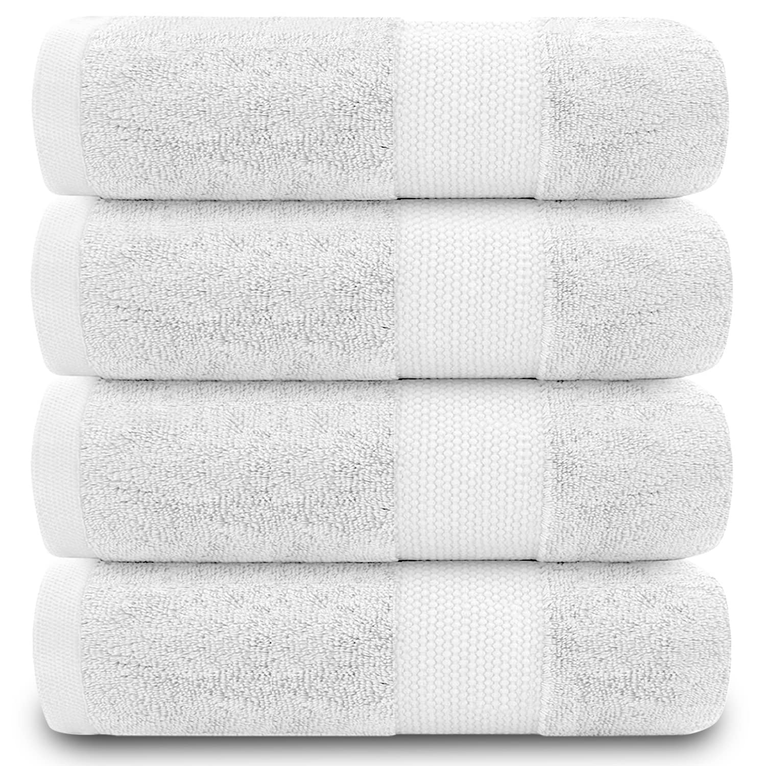 GC GAVENO CAVAILIA Fade Resistant Bathroom Towels Set, 700 GSM Premium Quality Extra Absorbent 100% Cotton Bath Towel, White, 4PK Hand Towel