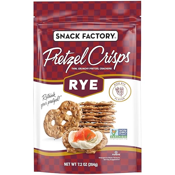 SNACK FACTORY PRETZEL CRISPS RYE PRETZEL CRACKERS, 7.2 OZ BAG