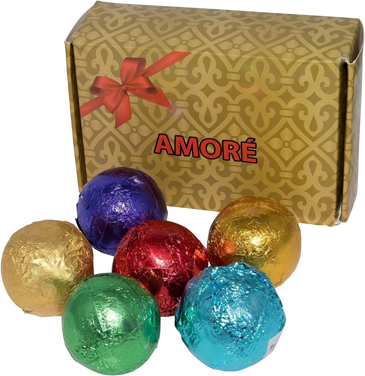 Amoree Bath Bombs Gift Set - Large Lush Natural Handmade Organic Bomb With Shea Butter Cocoa Therapeutic Essential Oils - Home Spa Cosmetic Fizzies Pack of 6 (4 oz)